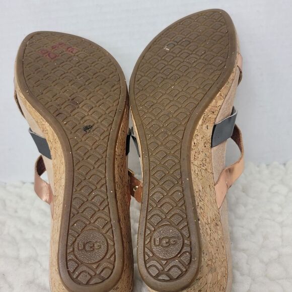 UGG Australia Adalie Women's Wedge Sandals Size 8 Rose/Pewter Leather 1007232 - Picture 10 of 10